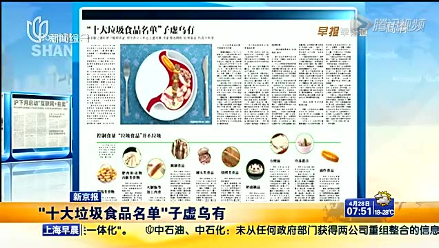 “十大垃圾食品名单”子虚乌有截图